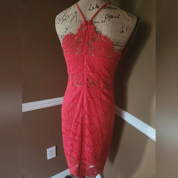 Gorgeous Express Red Lace Corset Waist Cocktail Dress - Picture 3 of 10